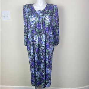 Vintage Plus Size Lane Bryant House Dress Purple Floral Polyester